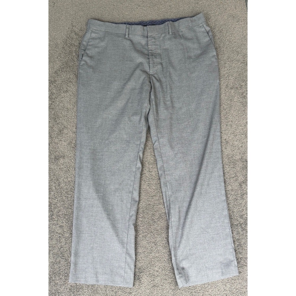 J.M. Haggar Premium Dress Pant Mens 40x30 Grey Straight Fit Flat Front Trousers